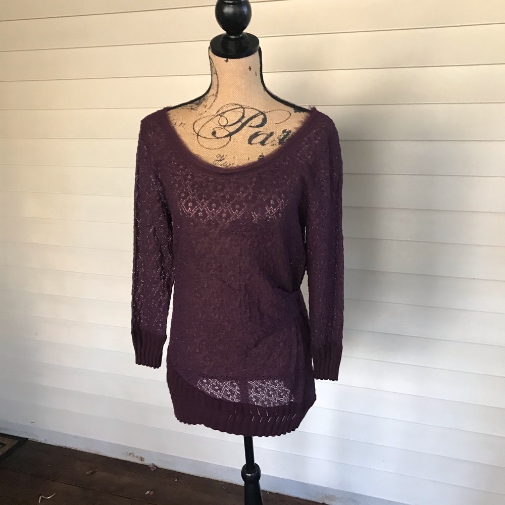 Deletta long knit top - deep plum - L